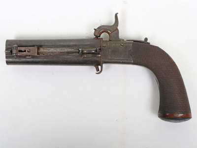 2 shot 34 bore boxlock percussion turnover travelling pistol by COLLINS, LONDON - 4