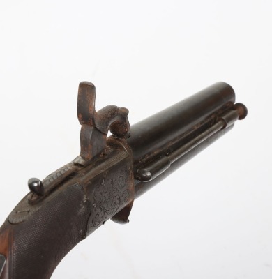 2 shot 34 bore boxlock percussion turnover travelling pistol by COLLINS, LONDON - 6