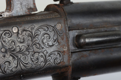 2 shot 34 bore boxlock percussion turnover travelling pistol by COLLINS, LONDON - 9
