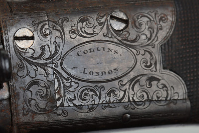 2 shot 34 bore boxlock percussion turnover travelling pistol by COLLINS, LONDON - 10