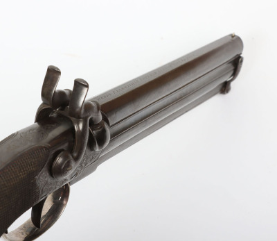40 bore boxlock side hammer over and under percussion belt pistol by HENRY BECKWITH 58 SKINNER St SNOW HILL LONDON, - 6