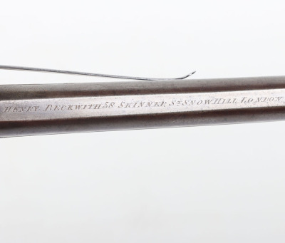 40 bore boxlock side hammer over and under percussion belt pistol by HENRY BECKWITH 58 SKINNER St SNOW HILL LONDON, - 10