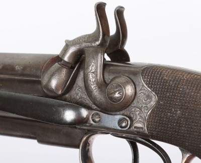 40 bore boxlock side hammer over and under percussion belt pistol by HENRY BECKWITH 58 SKINNER St SNOW HILL LONDON, - 12