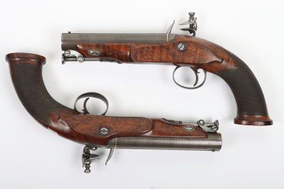 Pair of 28 bore flintlock travelling pistols by I. BLANCH, LONDON - 6