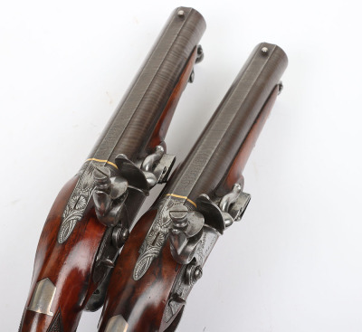 Pair of 28 bore flintlock travelling pistols by I. BLANCH, LONDON - 7