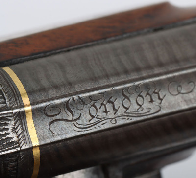 Pair of 28 bore flintlock travelling pistols by I. BLANCH, LONDON - 12