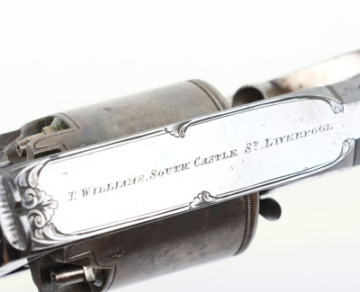 Good 5 shot 54 bore Tranter&rsquo;s patent self cocking percussion revolver No. 2,308 - 9