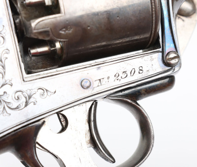 Good 5 shot 54 bore Tranter&rsquo;s patent self cocking percussion revolver No. 2,308 - 10