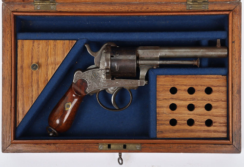 Belgian 6 shot 94 bore double action pin fire revolver No. 6098