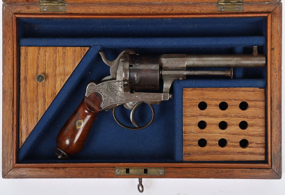 Belgian 6 shot 94 bore double action pin fire revolver No. 6098