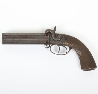Scarce 4 shot 40 bore boxlock side hammer turnover percussion belt pistol by REILLY 502 NEW OXFORD ST. LONDON - 3