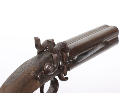 Scarce 4 shot 40 bore boxlock side hammer turnover percussion belt pistol by REILLY 502 NEW OXFORD ST. LONDON - 7