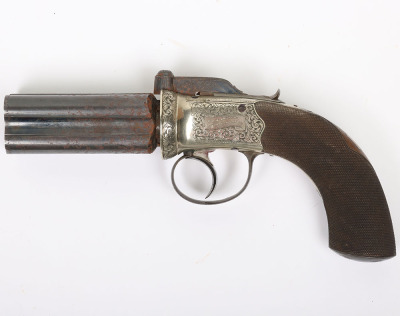4 shot 34 bore self cocking percussion pepperbox revolver by G & JW DEANE, LONDON BRIDGE - 3