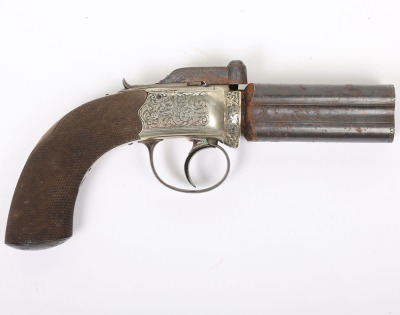 4 shot 34 bore self cocking percussion pepperbox revolver by G & JW DEANE, LONDON BRIDGE - 4
