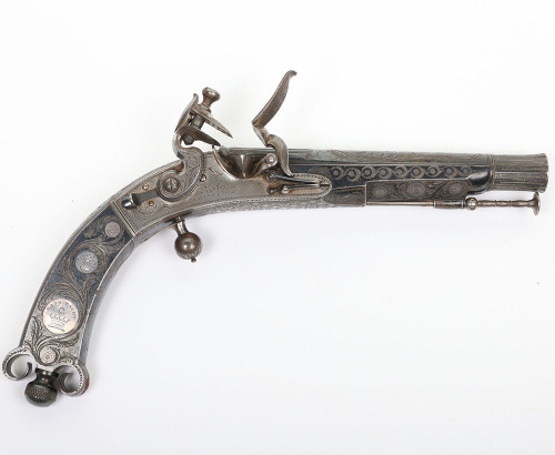 Fine 34 bore Scottish flintlock dress belt pistol by Ross of Edinburgh mid-19th century