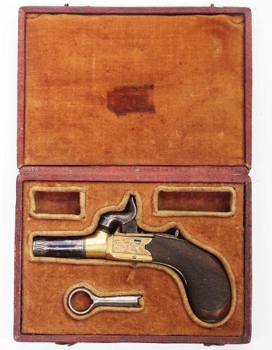 Scarce boxlock percussion muff pistol