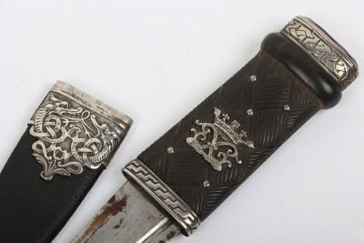 Hallmarked silver mounted Scottish officer&rsquo;s sgian-dubh of Princess Louise&rsquo;s Argyll and Sutherland Highlanders, marked for Edinburgh, 1914 - 6