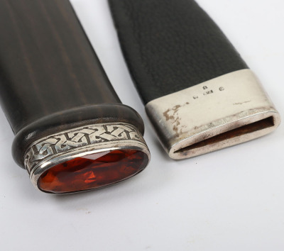 Hallmarked silver mounted Scottish officer&rsquo;s sgian-dubh of Princess Louise&rsquo;s Argyll and Sutherland Highlanders, marked for Edinburgh, 1914 - 7