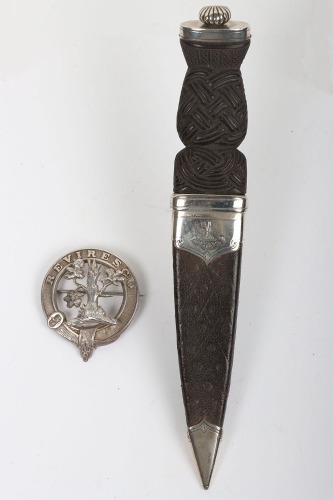 Hallmarked silver mounted Scottish sgian-dubh