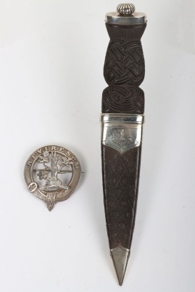 Hallmarked silver mounted Scottish sgian-dubh