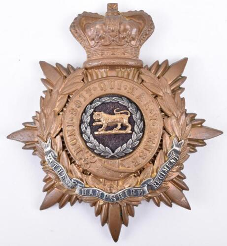 Victorian Hampshire Regiment Officers Home Service Helmet Plate