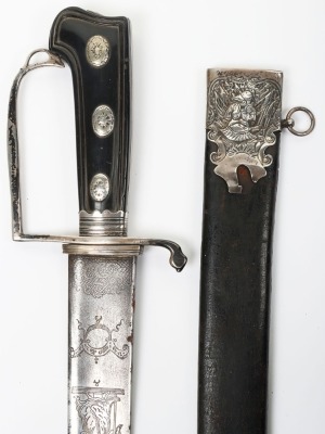 Hallmarked silver mounted hunting hanger, London 1777 - 2