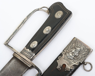 Hallmarked silver mounted hunting hanger, London 1777 - 6