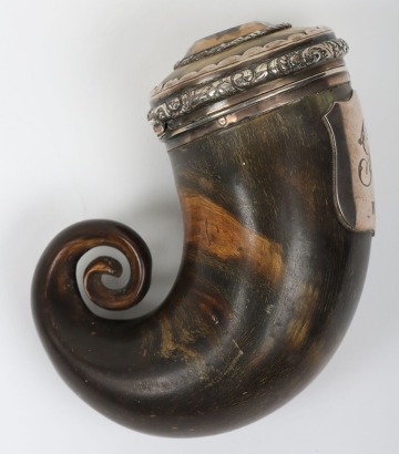 Victorian Scottish silver mounted ram&rsquo;s horn snuff mull