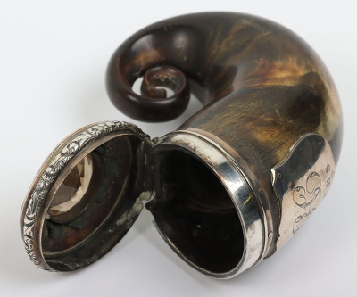 Victorian Scottish silver mounted ram&rsquo;s horn snuff mull - 5