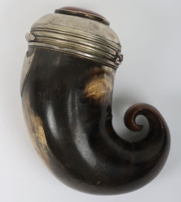 Victorian Scottish silver mounted ram&rsquo;s horn snuff mull - 2