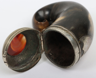 Victorian Scottish silver mounted ram&rsquo;s horn snuff mull - 4