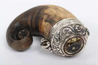 Victorian Scottish silver mounted ram&rsquo;s horn snuff mull - 3