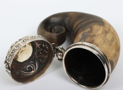 Victorian Scottish silver mounted ram&rsquo;s horn snuff mull - 4