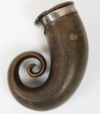 Silver mounted Scottish ram&rsquo;s horn snuff mull - 4