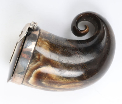 Victorian silver mounted Scottish ram&rsquo;s horn snuff mull - 2