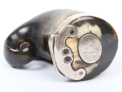 Victorian silver mounted Scottish ram&rsquo;s horn snuff mull - 3