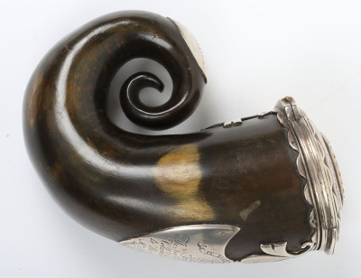 Silver mounted presentation Scottish ram&rsquo;s horn snuff mull