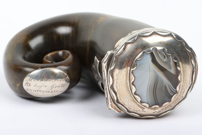 Silver mounted presentation Scottish ram&rsquo;s horn snuff mull - 3