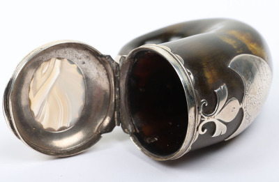 Silver mounted presentation Scottish ram&rsquo;s horn snuff mull - 5