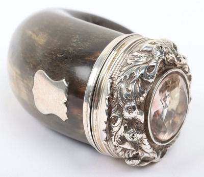 Victorian Scottish silver mounted ram&rsquo;s horn snuff mull - 3
