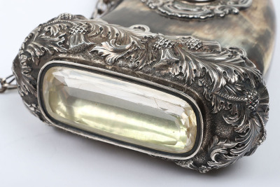 Fine Scottish hallmarked silver mounted dress powder horn, Edinburgh 1842 - 5