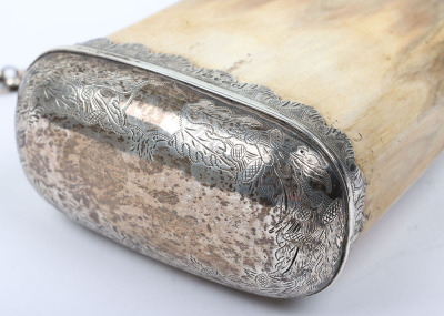 Victorian Scottish silver coloured metal mounted dress powder horn - 6
