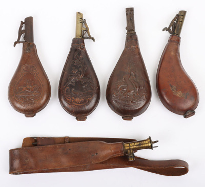 3 assorted embossed leather shot bags