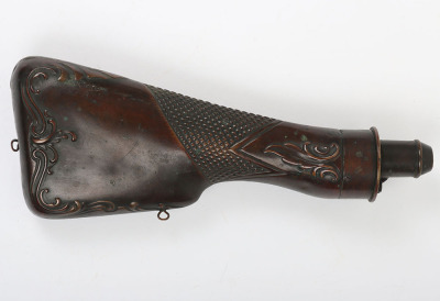 Copper gun sized powder flask in the form of a gun stock - 2