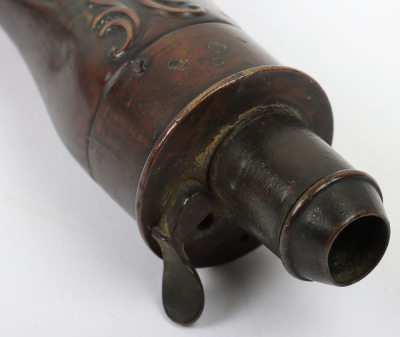 Copper gun sized powder flask in the form of a gun stock - 3