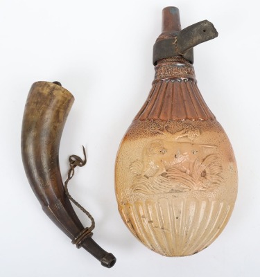 Large salt glazed Lambeth flask