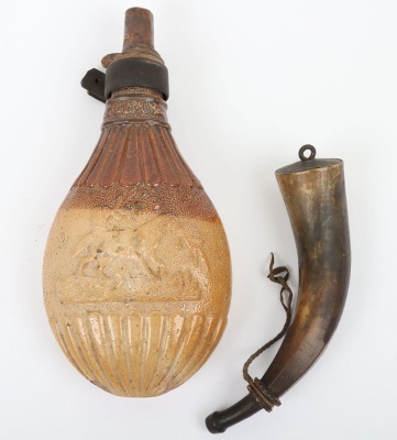Large salt glazed Lambeth flask - 2