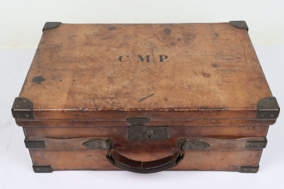 Large leather covered ammunition box