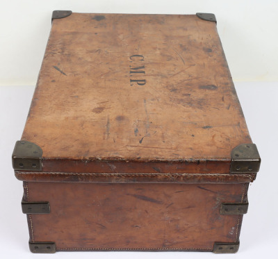 Large leather covered ammunition box - 6