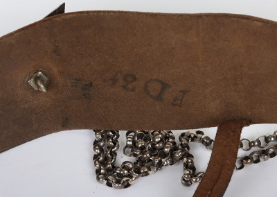 Hallmarked silver mounted brown leather shoulder belt and pouch for a Rifles officer - 5